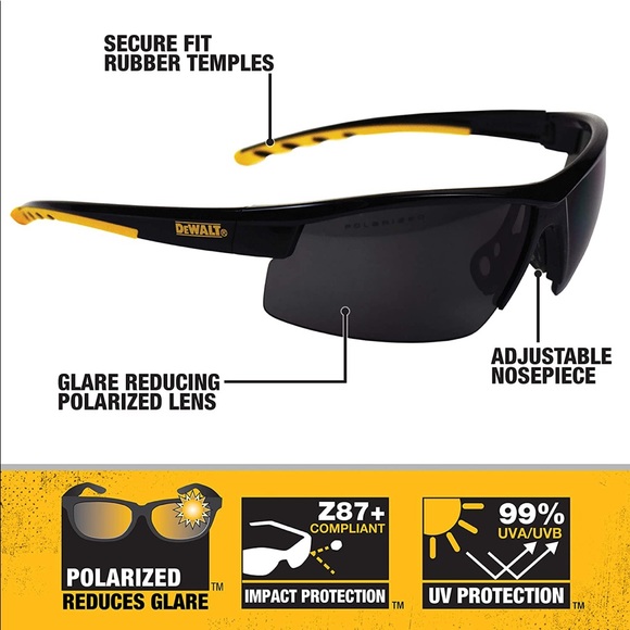 NWOT Men’s Dewalt HDP Polarized Safety Construction Sunglasses - Picture 1 of 11